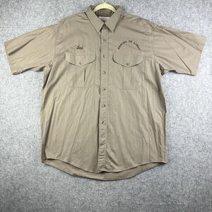 VTG Filson Shirt Mens XL Tan Feather Cloth Y2K USA Cotton Ranch Workwear LOGO*